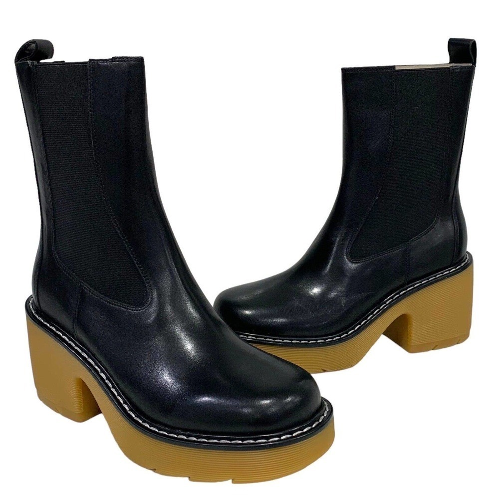 Marc Fisher Black and Tan Heeled Boots